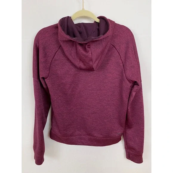Adidas Hoodie Pullover Womens‎ Small Burgundy Heathered Fleece Thumbhole Sporty - Picture 5 of 12